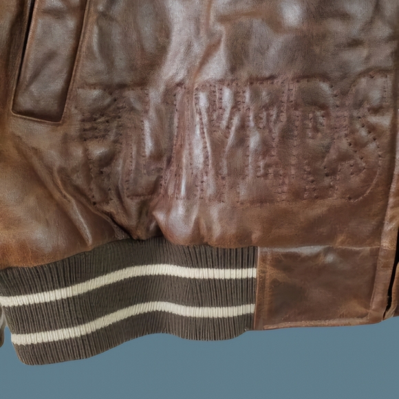 *NWT Vintage Bare Fox Players Leather Super Bowl All Stars Jacket NY Football - Picture 8 of 13